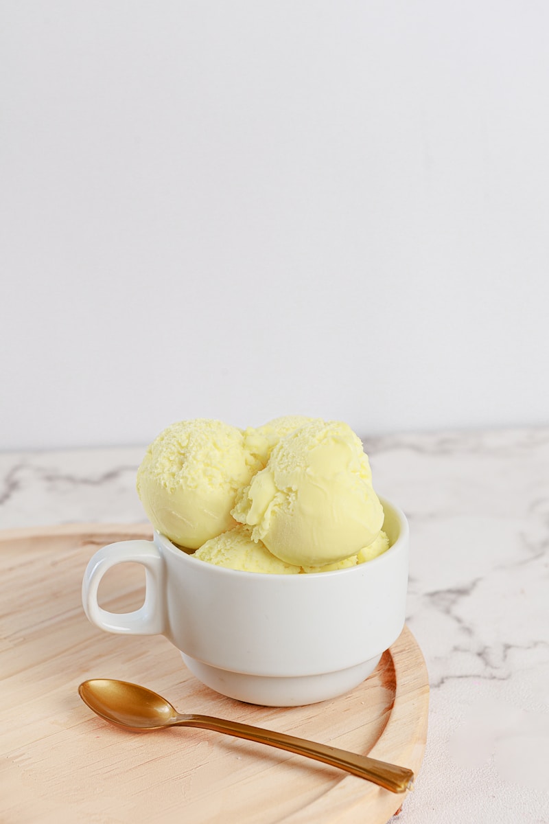 Two bright scoops of sorbet in a bowl