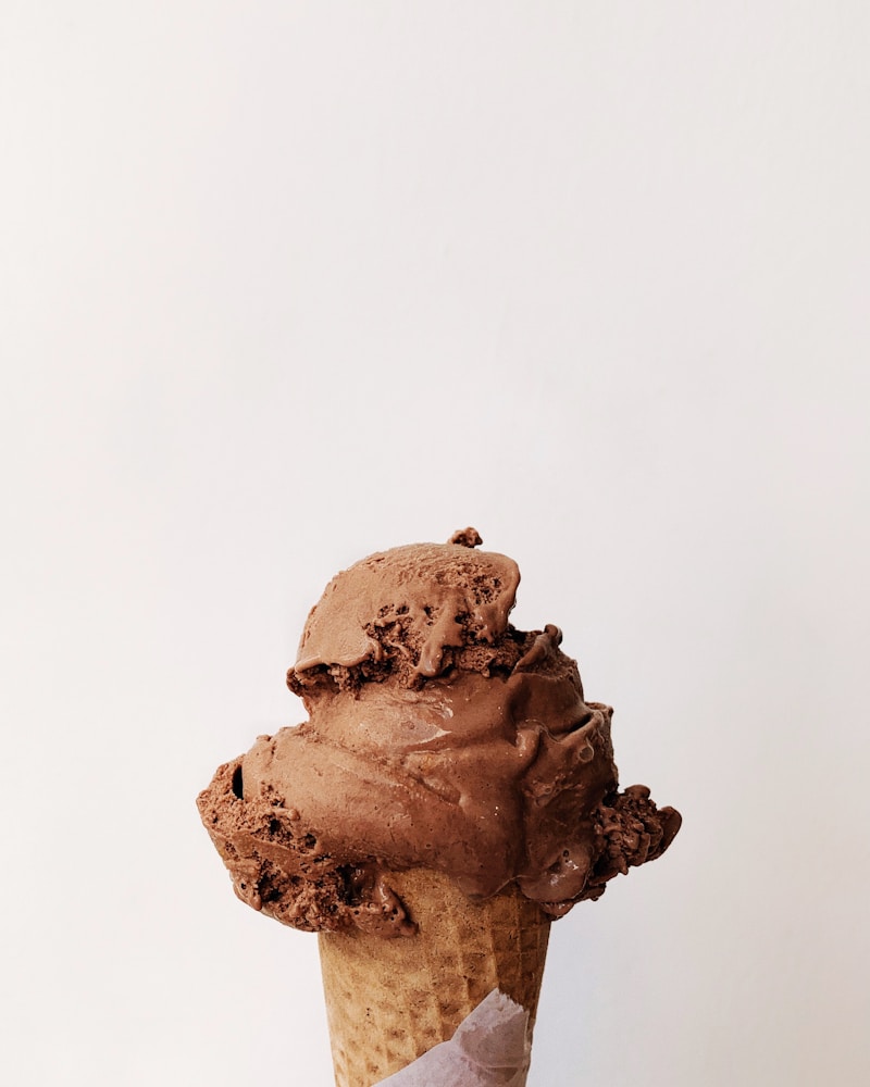 Scoops of dark chocolate gelato